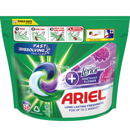 chi tiết Ariel kapsle na praní 36pd sáček - Amethyst Flower Plus