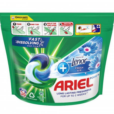 chi tiết Ariel kapsle na praní 36pd sáček - Lenor Fresh Air Plus