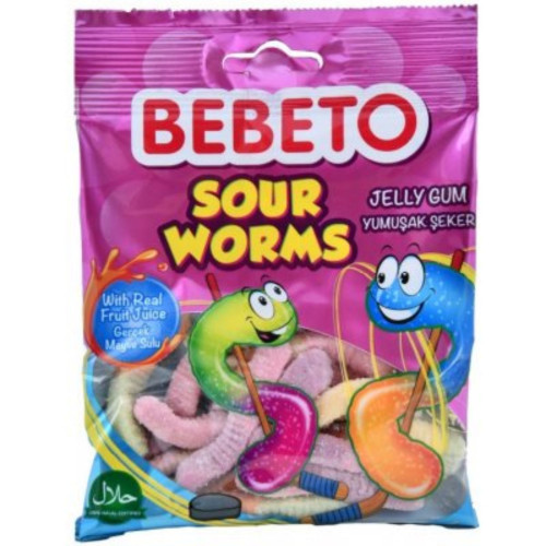 Bebeto 1kg želé bonbony - Sour Worms (10)