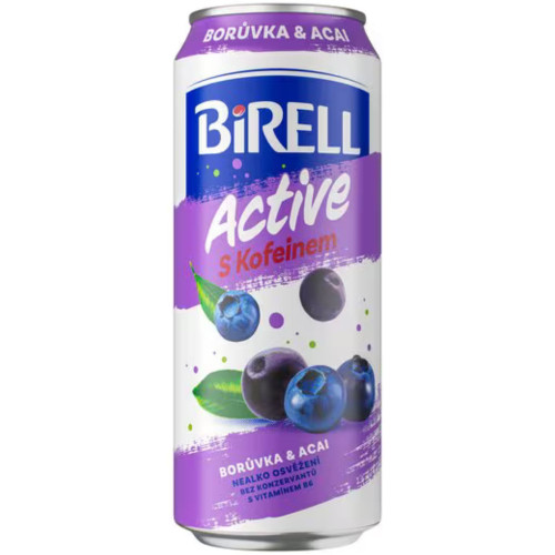 Birell 0,5l Nealkoholické pivo plech - Active Borůvka + Acai Kofein