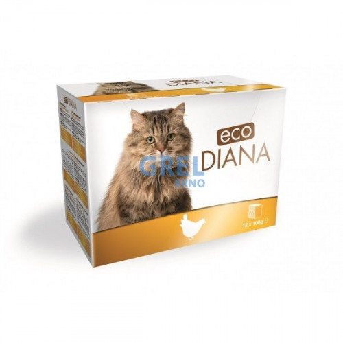 eco Diana Cat 12x100g kapsičky - Kuřecí kousky v omáčce