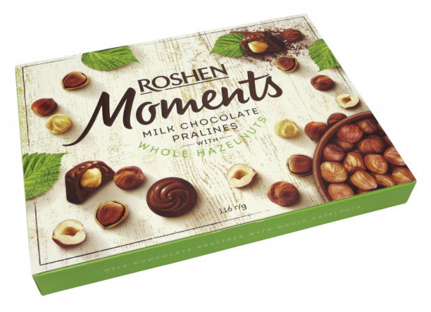 chi tiết Roshen Bonboniéra Moments čokoláda s celými ořechy 116g