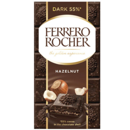 chi tiết Ferrero Rocher čokoláda 90g tablet - Dark Hazelnut 55% (8)